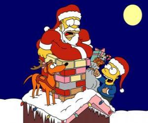 Puzzle Ομήρου και Bart Simpson βοήθεια Άγιος Βασίλης με δώρα